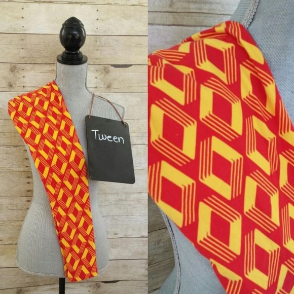 LuLaRoe Tween Leggings - Red & Yellow 3D Diamonds - Picture 1 of 1